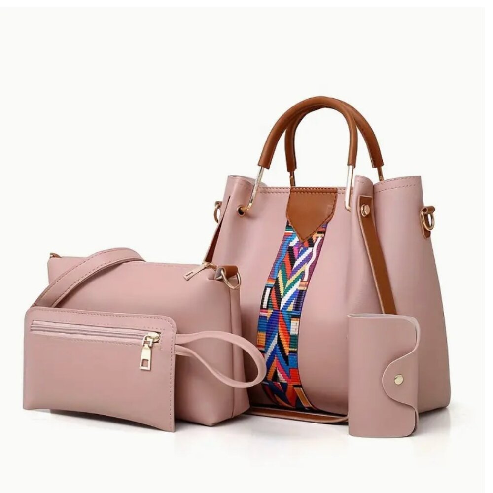 P829 Set of 4 Rose Quartz Bag Wallet Bundle